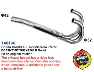 Exhaust Header for Honda XR600 ALL models from ‘89-’96 Fit On Original Muffler - Picture 1 of 12