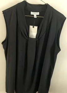 NWT Dana Buchman Knot Front, V-Neck Black, Flattering Sleeveless Size XL - Picture 1 of 2