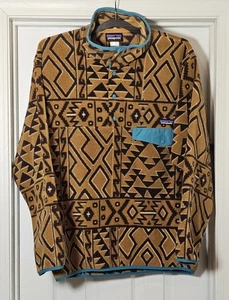 Patagonia Men Snap-T Synchilla Fleece Pullover Medium Montana Siete Bear Brown - Picture 1 of 4