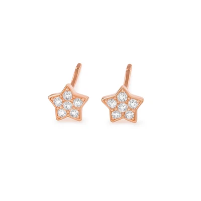 Orecchini A Stella In Argento Sterling Paved CZ - 6mm Oro Rosa - Immagine 1 di 4