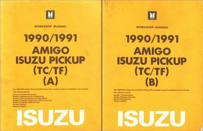 1990-1991 Isuzu Amigo and Pickup Shop Manual Set Original Repair Service Books - Image 1 of 2