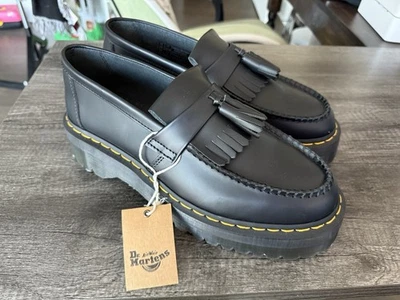 Doc Martens Adrian Quad Mens 11 Black Leather Slip on Platform Tassel Loafers - Image 1 of 4