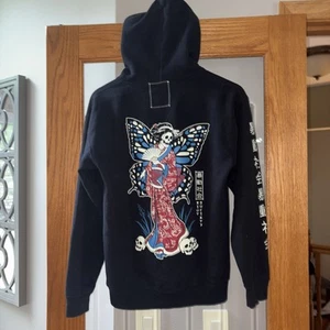 Riot Society Butterfly Wings Geisha Skeleton Cotton Hoodie Poly Cotton USA - Picture 1 of 6