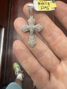 Diamond Cross Pendant 10kt Yellow Gold 0.56 Ct Natural Diamonds 1.75 Inch New 🔥 - Picture 1 of 6