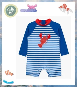 Little Me Bebé Niño Langosta Manga Larga Rashguard Traje de Baño y Sombrero Talla 24 Meses - Imagen 1 de 5