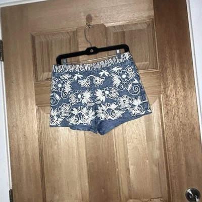 Pantalones Cortos Jean Alice + Olivia Mujer Azul Floral Bordado Talla 4 Foto 1 de 4