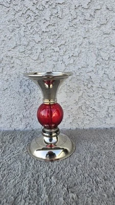 Candelabro Decorativo Acero Inoxidable Joyado Rojo 6" Alto Leer Descripción Foto 1 de 4