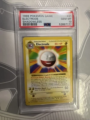 PSA 10 - Pokemon ELECTRODE 21/102 - SHADOWLESS BASE SET - GEM MINT - Image 1 of 2