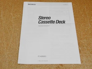 Sony TC-K850ES Vintage Stereo Cassette Deck User Manual (original) - Picture 1 of 1