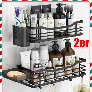 2Stk Lagerregal ohne Bohren Duschregal Badregal Duschablage Dusche Gewürzregal - Bild 1 von 12