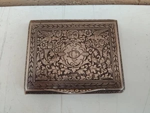 Antike Tabakdose Geätzt Aus Silber Titel 800 Vermeil Mit Floralen Verzierungen - Bild 1 von 22