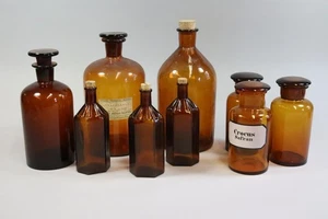 9x Apotheker Gefäß Vorratsdose braunes Glas 20.Jhd (MVL4529) - Bild 1 von 23