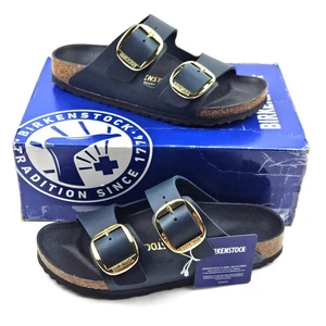 Birkenstock Arizona Big Buckle Oiled Leather Sandal Blue • NARROW US W8 /EU 39 - Picture 1 of 8
