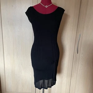 Y2K Miss Sixty Black Ribbed Knit Dress – XS, Semi-Sheer, Bodycon, Rare Vintage - Picture 1 of 23
