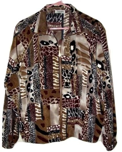 Teddi- Womens Jacket Size Medium Brown Black Animal Print Excellent Condition - Picture 1 of 8