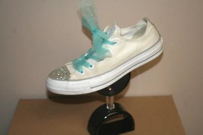 Zapatos para mujer Converse All-Star blancos lentejuelas puntera y tacón cinta encaje talla 6 Foto 1 de 4