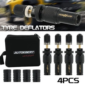 4 Piece 10- 30 PSI Black Automatic Tyre Deflator Kit 4 X 4 Offroad Accessories - Picture 1 of 17