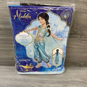 4 5 6 DISNEY Princess JASMINE Aladdin Halloween Costume Cape Aqua Dress Up Girl - Picture 1 of 2