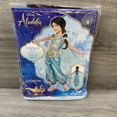 4 5 6 DISNEY Princesa JAZMÍN Aladdin Halloween Disfraz Capa Aqua Vestir Niña Foto 1 de 2