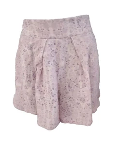 REBECCA TAYLOR Lilac Floral Print Silk Shorts Pleats Pockets Size 2 - Picture 1 of 4