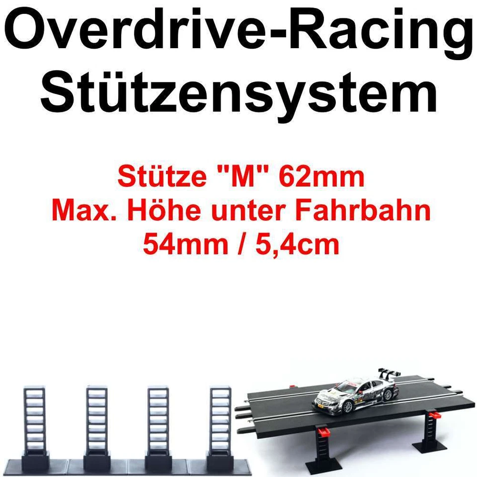 OVERDRIVE-RACING Stützen Set M für Carrera 124 132 EVO Fahrbahnerhöhung Brücken Überfahrt Kreisel