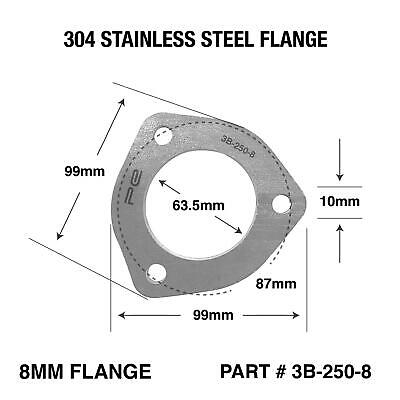 Exhaust Flange 2.5 Inch ID 304 Stainless Steel 8mm Thick 3 Bolt Flange • 16.23€