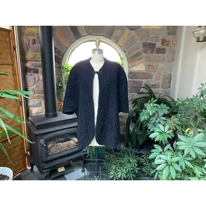 Vintage Black Faux Curly Lamb Fur Stole Capelet, Vintage Formal Faux Fur Wrap - Picture 1 of 10