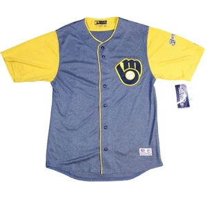 True Fan MLB Milwaukee Brewers Jersey Mens Medium Gray Stitched - Picture 1 of 9