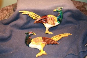 Wanddekoration 2er Set Fasane aus Fayence von Vallauris A und C ** - Bild 1 von 8