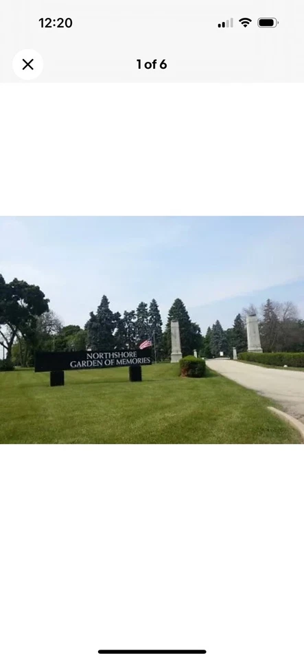 3 Cemetery Burial Plots NorthShore Garden of Memories North Chicago Illinois - Image 1 of 1