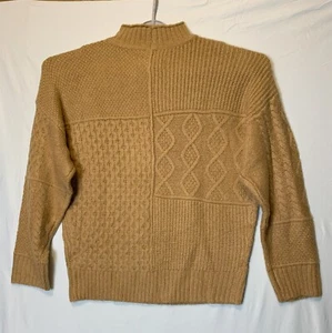 American Eagle Women's Size Medium Tan Multi Stitch Slouchy Sweater Y2K  NWT - Picture 1 of 7