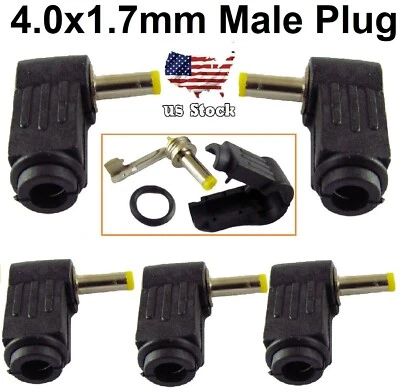5 Pieces Right Angle 4.0 x 1.7mm DC Power Male Plug Soldering Connector