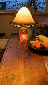 Antique French ART DECO 1920's Mushroom Lamp Pate De Verre Glass - Picture 1 of 10