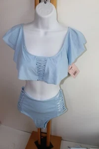 YMI Bikini Top Swimsuit NWT NEW Blue Bikini bottoms Set Size S Small - Picture 1 of 5