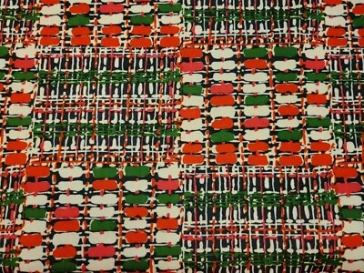 Vintage Multicolor Geometric Print Polyester Fabric 1-piece 62" W x 2-2/3 yard L - Image 1 of 4
