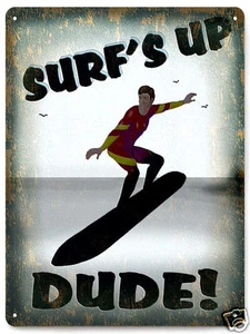 Insegna in metallo tavola da surf surfista / divertente stile vintage ragazzi mancave arredamento camera 457 - Foto 1 di 1
