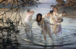 PAUL CHABAS THE NYMPHS OF DANCE Realism Giclee print Fine canvas - Picture 1 of 4