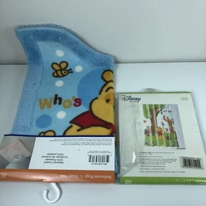 Disney Home Winnie Pooh Butterfly Shower Curtain + HCP Bathroom U Shape Rug Set - Picture 1 of 11