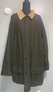 Vintage Nordstrom Men XXL green Wool Blend Coat Quilted Corduroy Collar Zip Snap - Picture 1 of 11