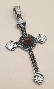 Colgante Cruz Ámbar Marcasitas Art Nouveau Plata 925 28 x 57 mm - Imagen 1 de 6