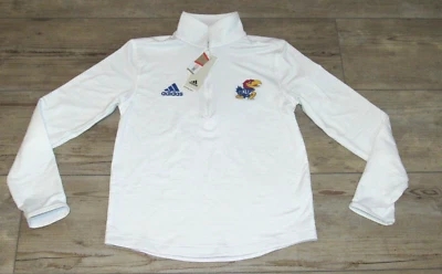 adidas Kansas Jayhawks AeroReady $85 White 1/4 Zip Jacket size Women's Small - Image 1 of 4