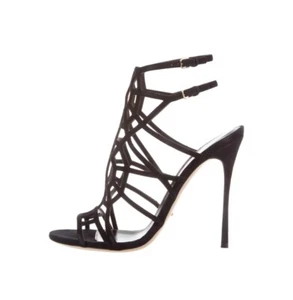 Sergio Rossi Suede Black Cage Sandals w/ Tags Size: 10.5 | IT 40.5 - Picture 1 of 10