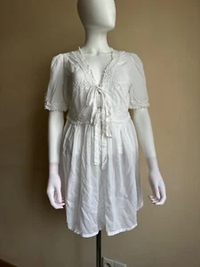 $675 Vestido Blanco ALTO USO Talla IT48 USA12 Boho Estilo Antiguo - Imagen 1 de 20