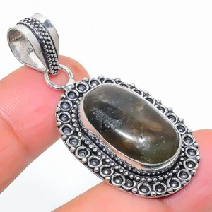 Labradorite Gemstone Handmade 925 Sterling Silver Jewelry Pendant Sz 1.8" - Picture 1 of 1