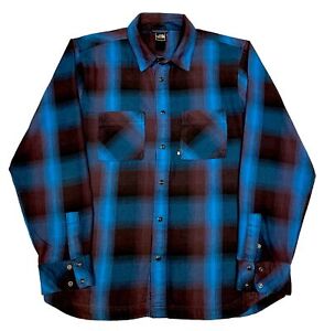 The North Face Heavyweight l/s Snap-Front Shirt Jac  LG  Turquoise Plaid  MINT!