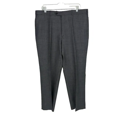Pantalones de vestir Paul Fredrick para hombre de lana 38 x 28 negro blanco Glen a cuadros frente plano Foto 1 de 4