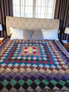 Trapunta Vintage Viaggio nel Mondo 68x82 Cotone Pesante, Trapunta Legata, Patchwork - Foto 1 di 19