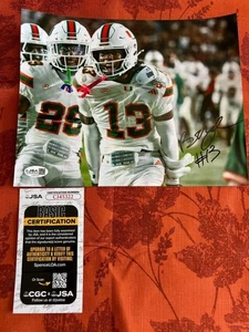 FOTO 8x10 firmada rara con certificado de autenticidad de Bryce Fitzgerald Miami Hurricanes Star DB JSA - Imagen 1 de 3