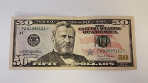 Low Run Star Note $50 Dollar Bill Zip Code (San Jose,CA) 2017A 640K PA00095121*  - Picture 1 of 7