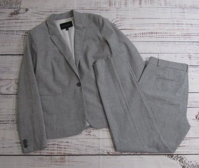 Conjunto de traje de 2 piezas gris Banana Republic para mujer chaqueta blazer de un botón 10 pantalones 6 Foto 1 de 4